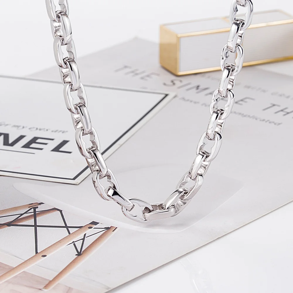 925 Sterling Silver Men Hip Hop Curb Lock Chain Choker Necklace Punk Heavy Chunky Street Jewelry Ideal Birthday Anniversary Gift