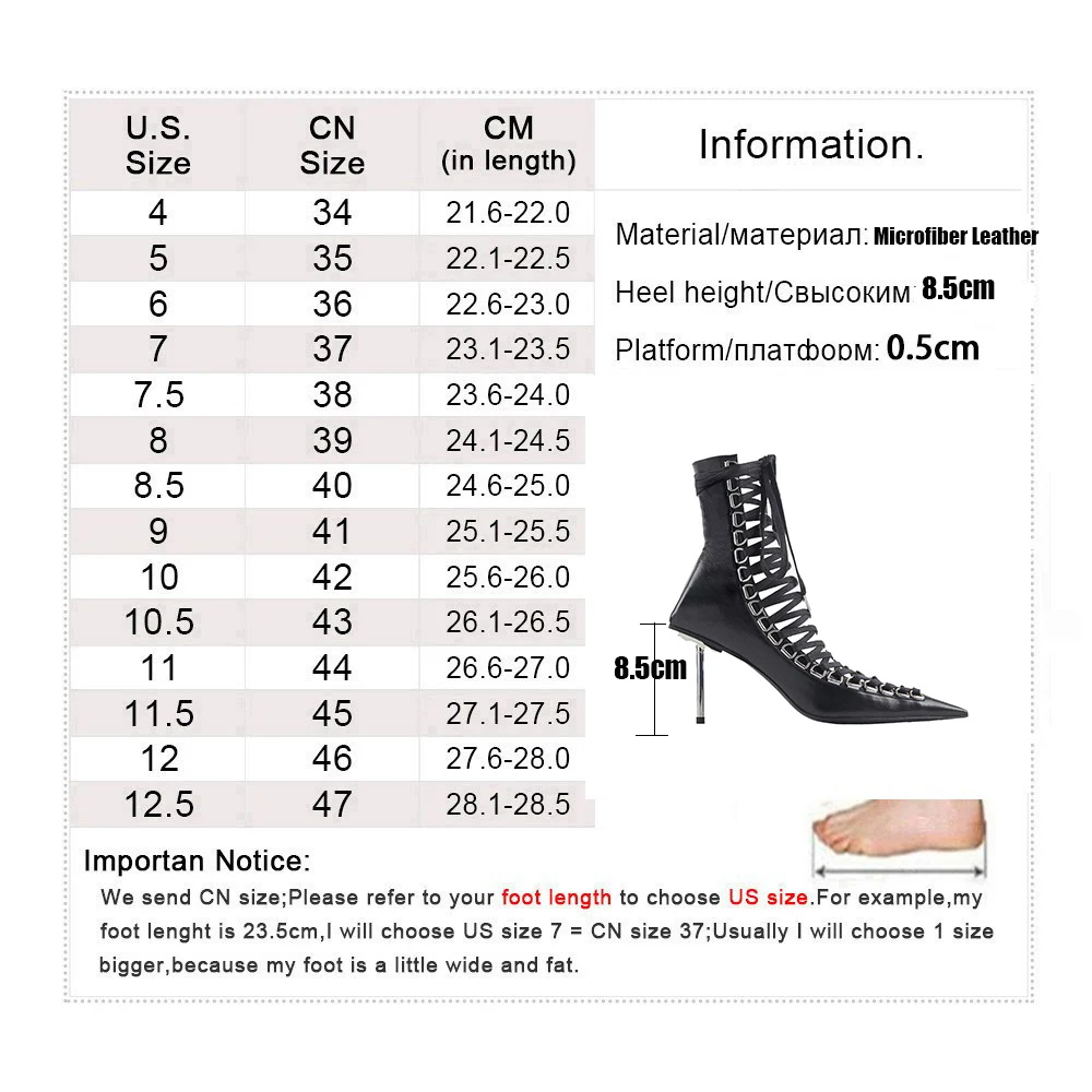 Drążą sandały buty kobiety Pointed Toe botki kobiety metalowe wysokie obcasy kobiety Party buty kobiety moda botas de mujer