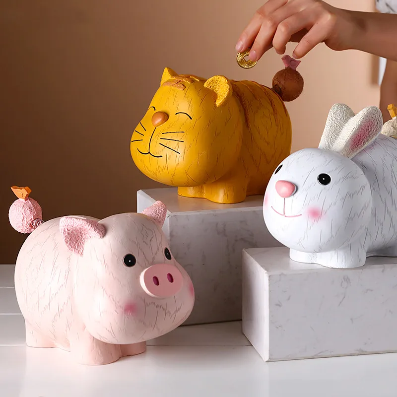 Cute Tiger Bunny Piglet Piggy bank Animal decoration Office desktop ornament housewarming wedding Birthday christmas gifts