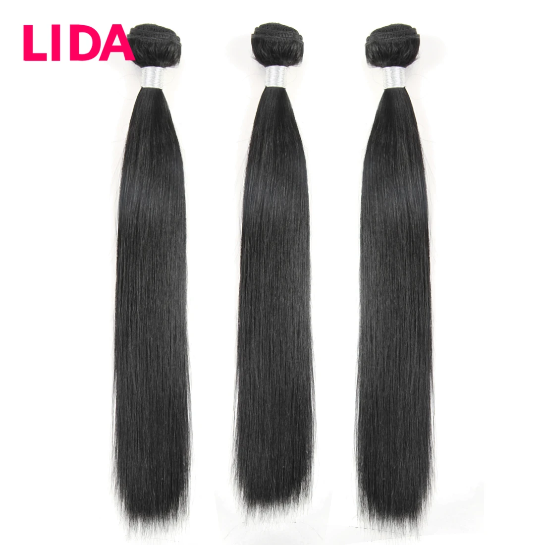 

Lida Straight Human Hair Bundles Brazilian Hair Weave Bundles 100% Human Hair Natural Color Non-Remy Hair Weave 3pcs Deal