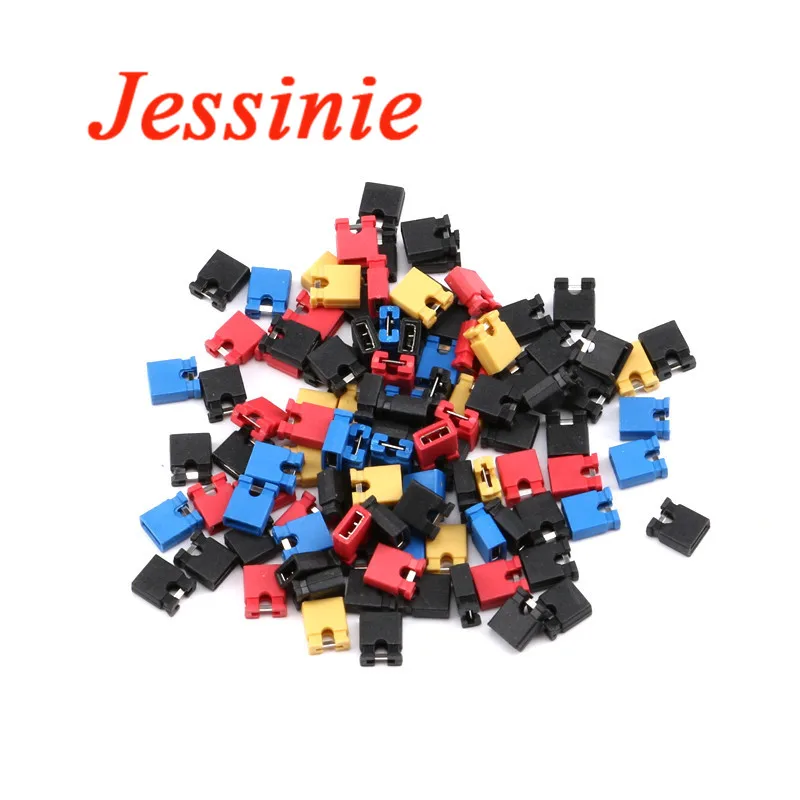 100PCS Pitch 2.54mm Pin Header Jumper Shorted Cap & Headers & Wire Housings Connector Black Yellow Red Blue For Arduino