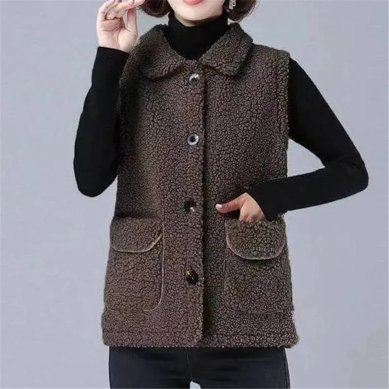 Gilet di capelli di agnello donna 2021 pelliccia di pile di grano un cappotto di pelliccia sintetica sciolto gilet giacca primavera e autunno giacche senza maniche da donna