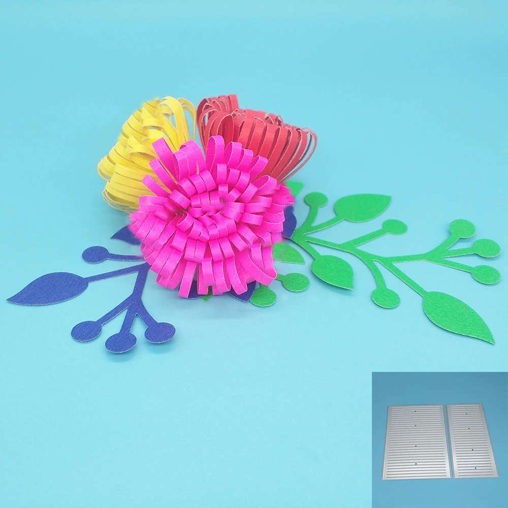 Troqueles artesanales de flores a rayas 3D, plantilla de corte de Metal para álbum para recortes de fotos, papel decorativo para