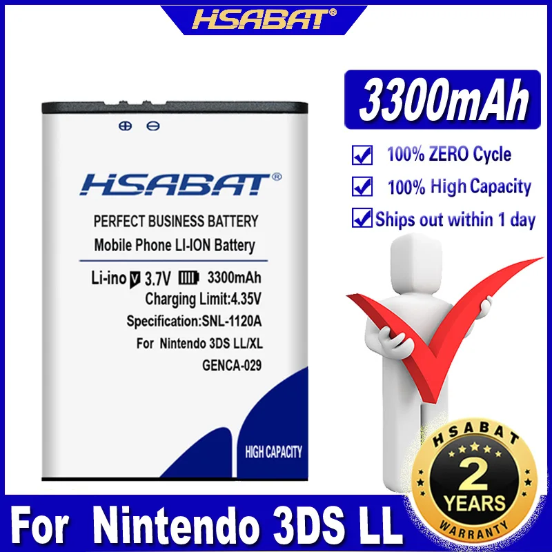 HSABAT GENCA-029 3300mAh Battery for Nintendo 3DS LL / 3DS XL Batteries