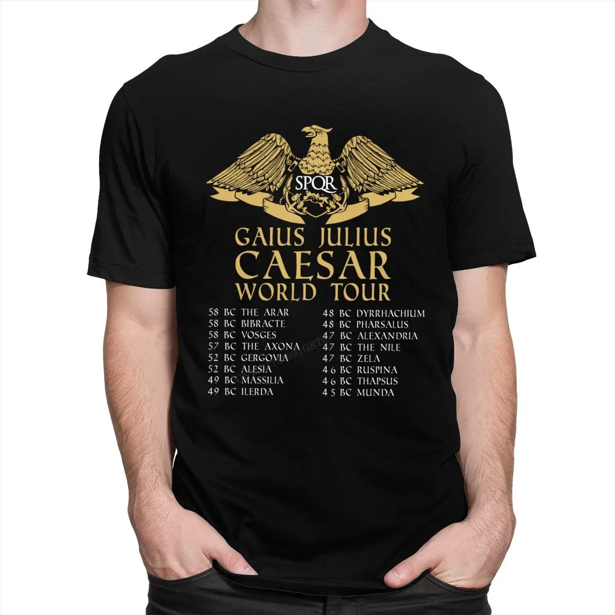 Vintage Gaius Julius Caesar World Tour Tshirts Men Camisas Hombre T-Shirt Roman Empire Emblem Cotton Casual Top T Shirts