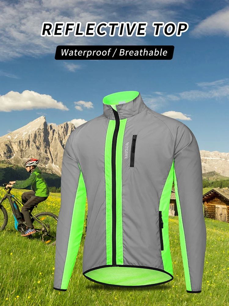 AliExpress WOSAWE High Visibility Cycling Jacket Windproof Night Glowing Running Waterproof Reflective Bike