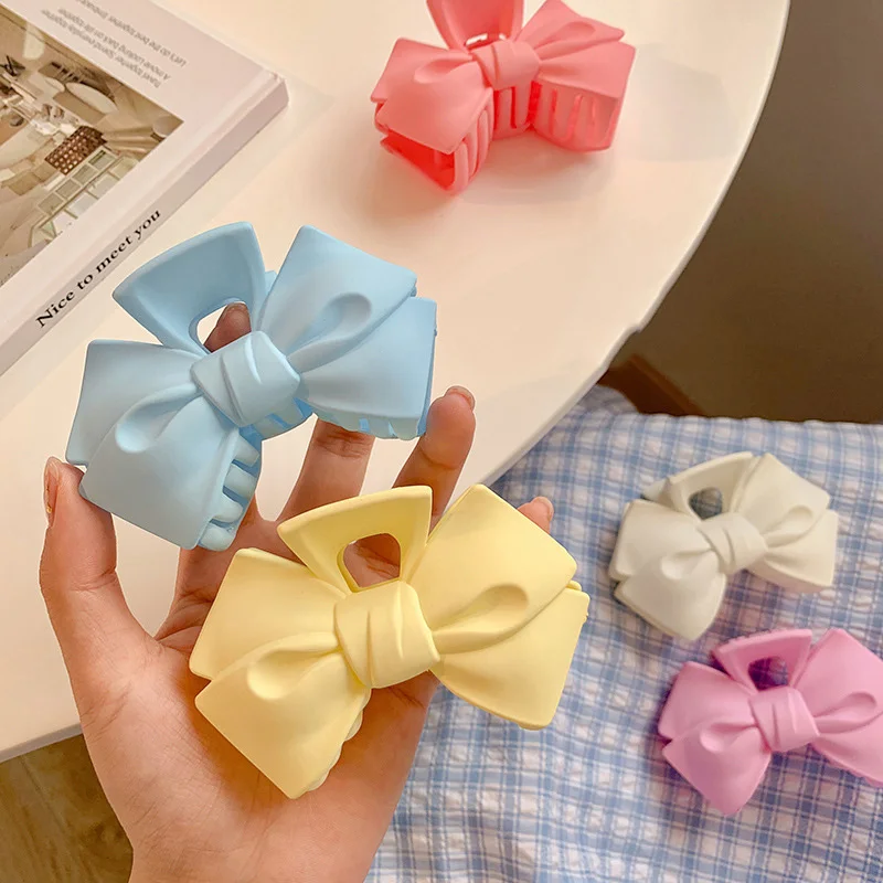 Candy Bow Plastic Large Hair Claws Crab Barrette Clips Women Girls Cute Ponytail Holder Clamps Fashion Sweet Hair Accessories