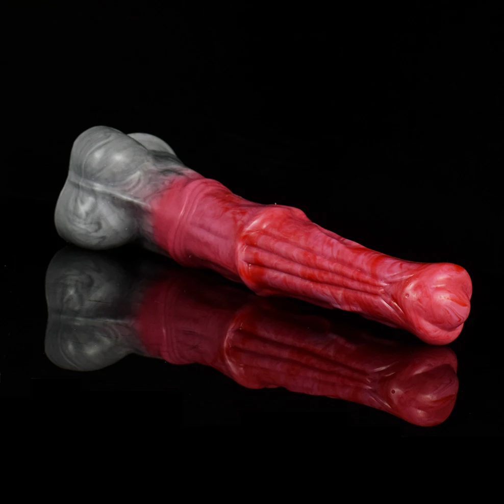 FAAK New Animal Horse Dildo With Suction Cup Red Silicone 31cm Long Penis Sex Toys For Women Female Masturbator Anal Massage