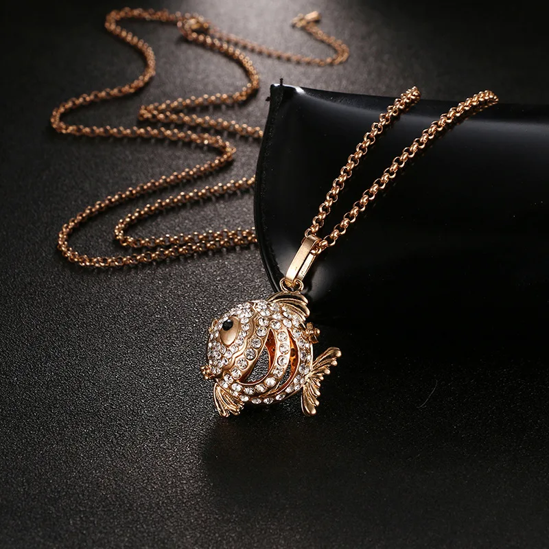 Mexico Music Ball Goldfish Zircon Pendant Vintage Pregnancy Necklace Aromatherapy Essential Oil Diffuser Lockets Women Jewelry