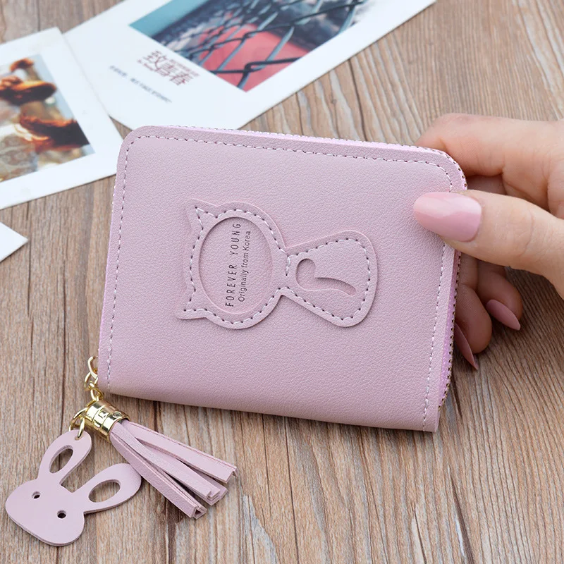 

Wallet Women Luxury Brand 2020 New Women's Wallets Short Zipper Purse Cute Cat Femlae Mini Purse for Coins Portefeuille Femme