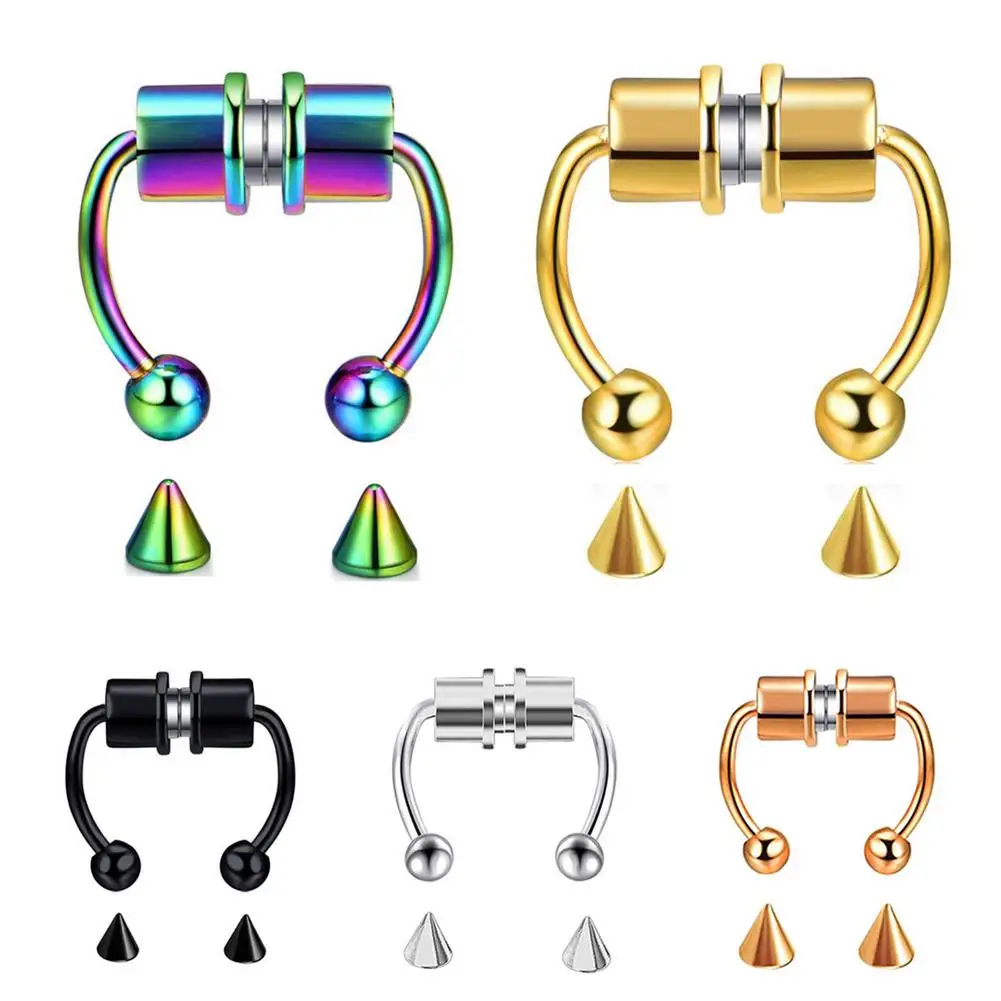 1PCS/5 PCS Magnetic Nose Ring Horseshoe Hoop Fake Septum Nose Hoop Septum Nose Ring Hoops Piercing Body Jewelry