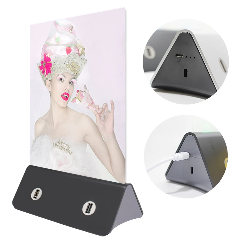 Menu Banco De Potência Em Pé, Suporte De Acrílico, Carregador Do Telefone Inteligente, Universal Restaurante