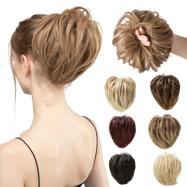 Syntetyczny sztuczny kok z włosów kręcone pasmo Hairpiece Scrunchie Scrunchy Wrap Messy Piece elastyczny Afro Chignon Cheveux ogon damski Updo