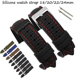 Universal 18mm 20mm 22mm 24mm Watch Strap Band Sports Waterproof Silicone Watchband Quick Release Breathable Rubber Wristband