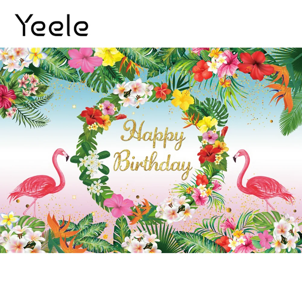 Yeele 여름 열대 생일 파티 사진 배경 플라밍고 꽃 Photocall 배경 사진 아기 사진 스튜디오