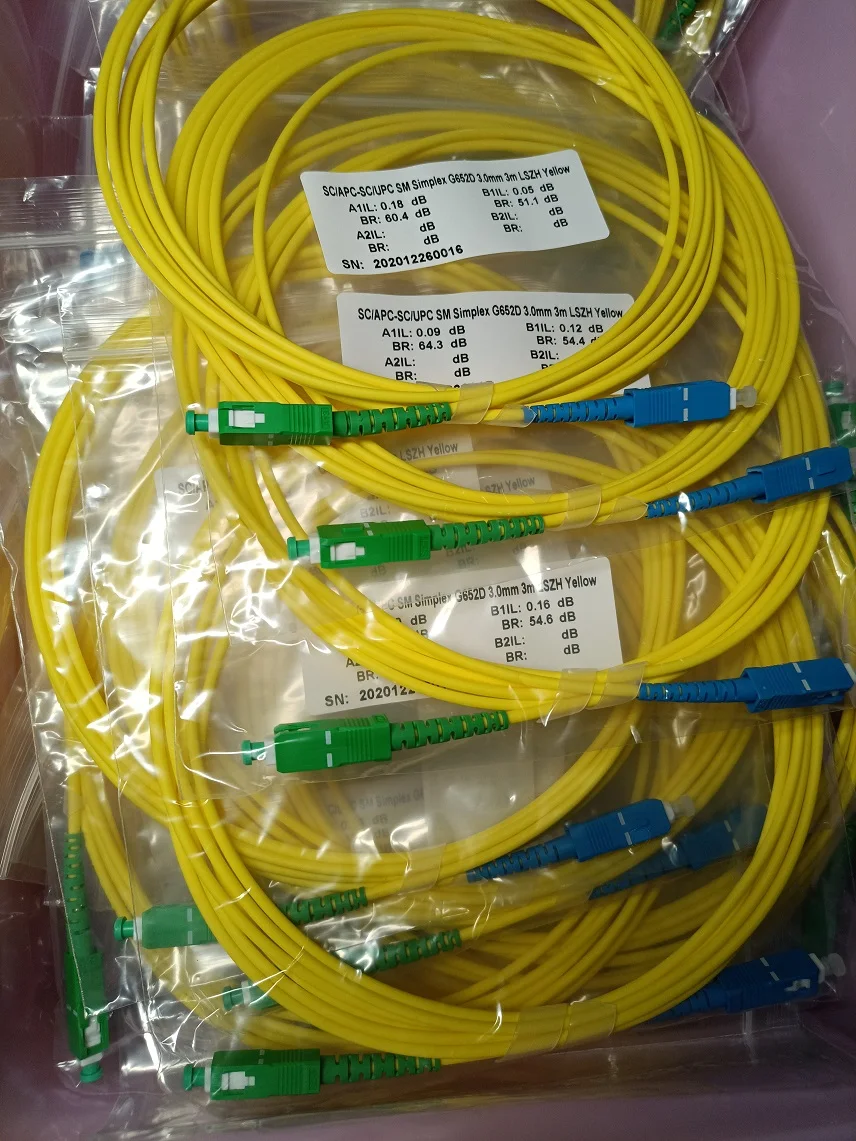 

50PCS SC APC-SC UPC Simplex Singlemode LSZH Optic Patch Cord Cable 3.0mm FTTH Fiber Optic Jumper 1M 3M