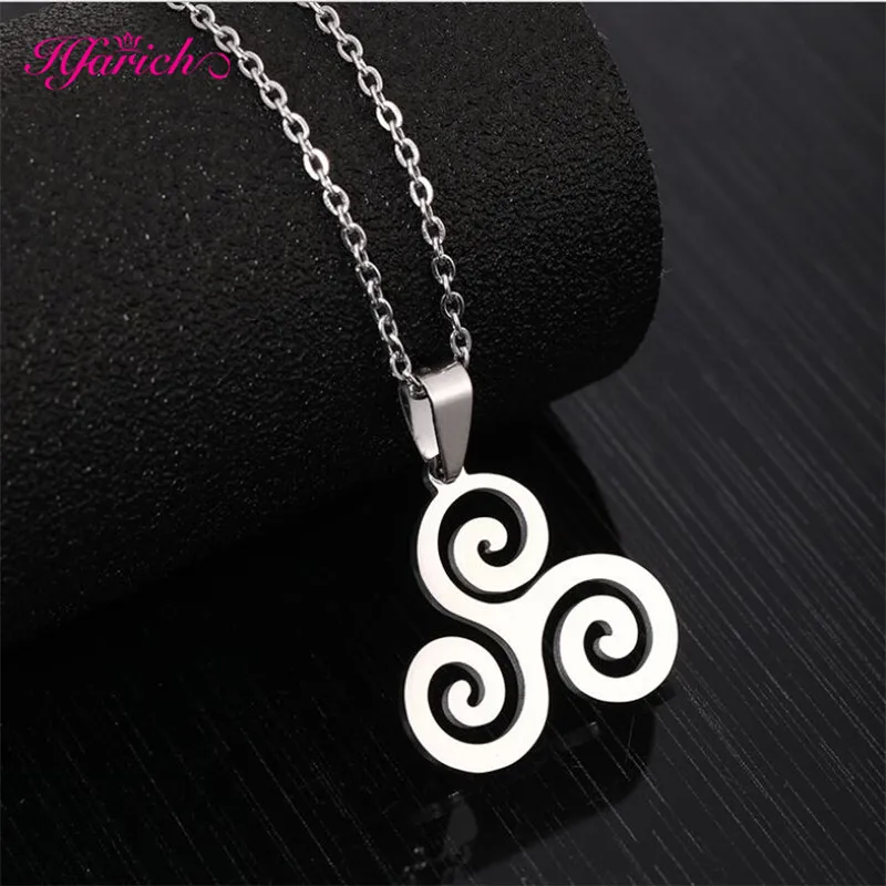 Punk Teen Wolf Stainless Steel NecklaceTriskele Triskelion Irish Symbol Allison Argent Triple Spiral Necklace for Women Men Gift