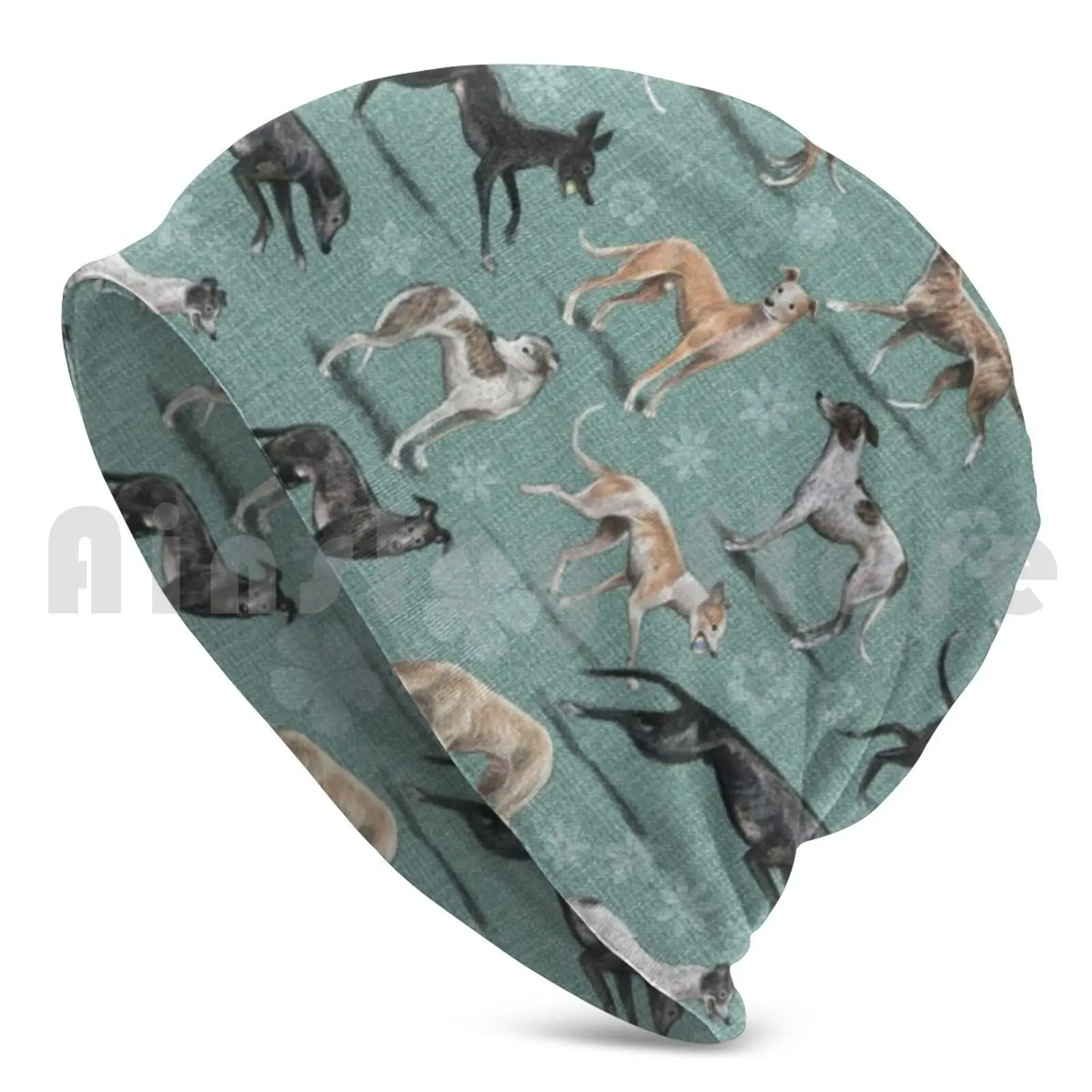 The Greyhound Beanies Knit Hat 1703 Beanies Print Greyhound Lurcher Longdog Whippet Sighthound Staghound Windhund