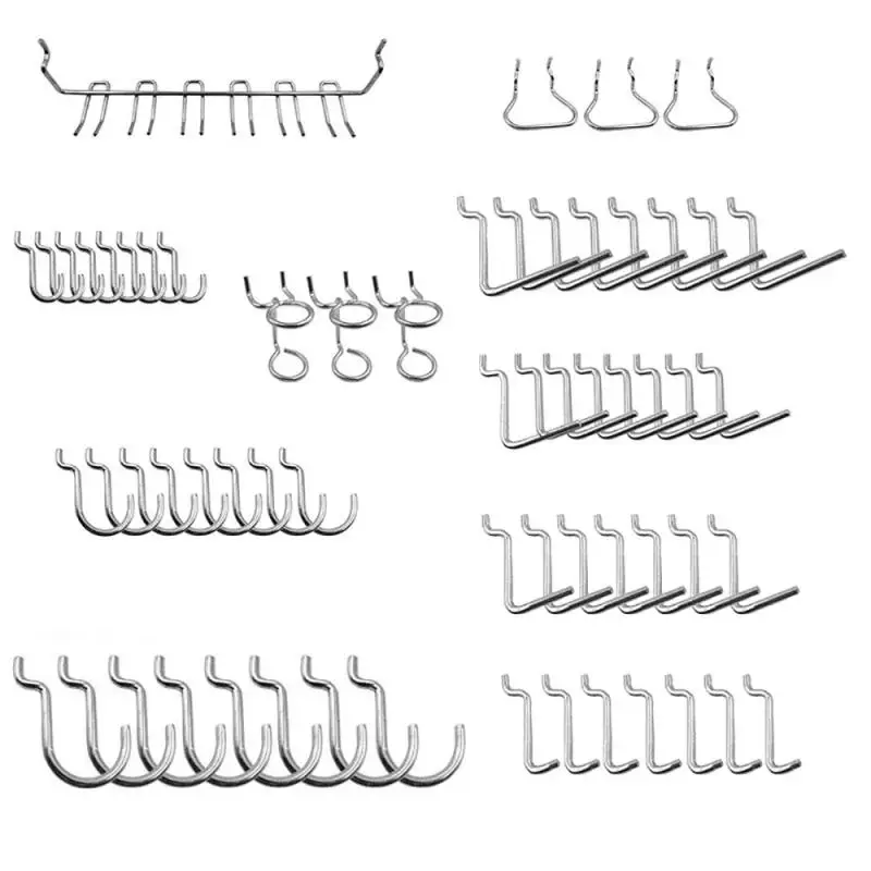 80pcs Pegboard Hooks Assortment Home Storage Hooks Peg Board Tool Hanger Set Garage Kitchen Workshop Organizer Utility Hooks