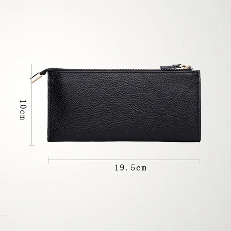 Wallet For Women Genuine Leather Long Design Zipper Coin Purses Female Clutch Multi-Colors Money Credit Card Holder