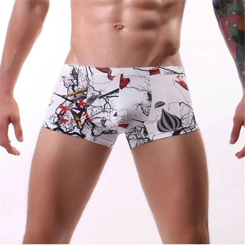 男性用のシームレスな艶をかけられたシルクの下着,パンツ,ボクサーパンツ,大きいサイズ,カジュアル,夏,2022