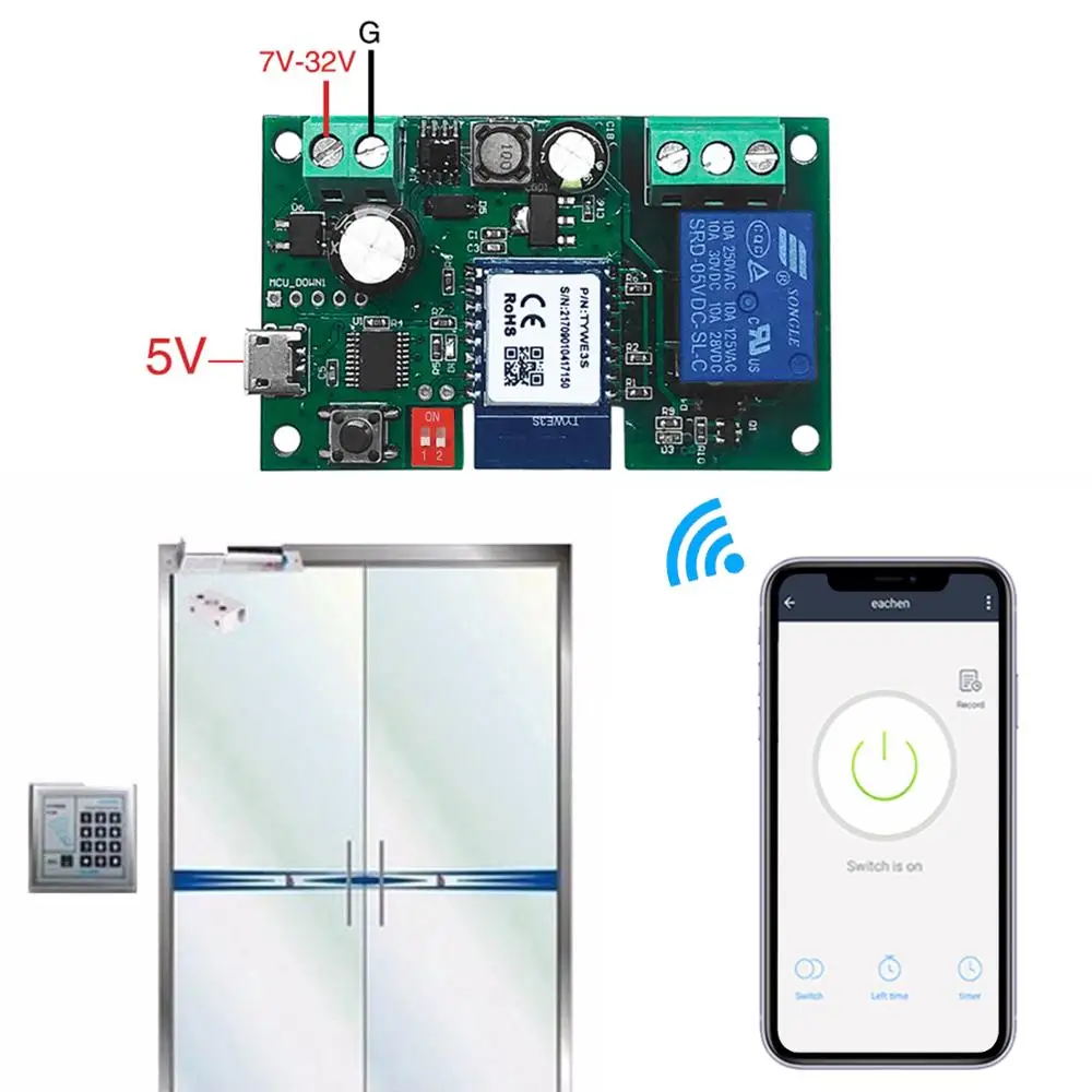 Tuya WiFi Wireless Relay Module Garage Single-way Inching Timer Switch Smart APP Remote Control Voice for Google Home Alexa