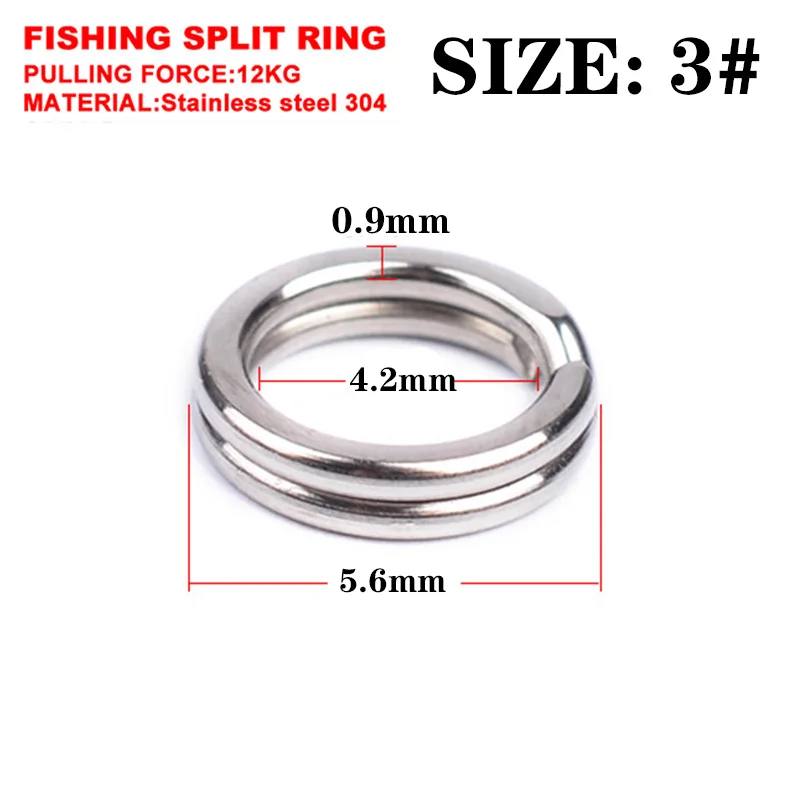 100pcs/Lot Stainless Steel Split Ring Diameter From 4mm to 6mm Heavy Duty Fishing Double Ring Connector Fishing Accessories