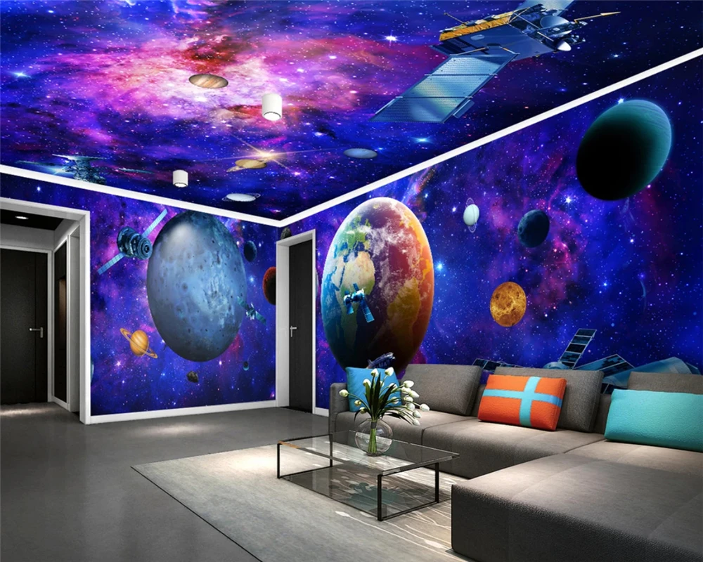 beibehang wall paper Earth 3D theme space full house background wall simple Europe suitable for interior decoration wallpaper