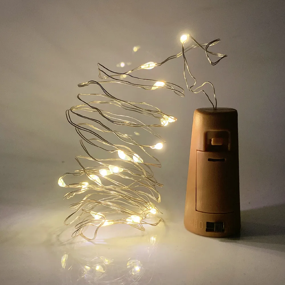 

Battery Powered Garland Wine Bottle Lights With Cork 2M 20LEDs Copper Wire Colorful Fairy Lights String For Party Wedding Decor