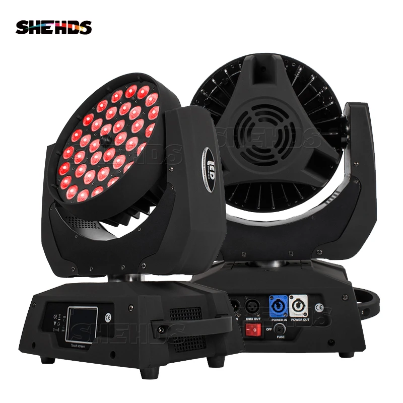 rgbwa mais uv led lavagem zoom movendo a cabeca iluminacao tela de toque para dj discoteca bar ktv festa shehds equipamentos iluminacao palco pecas 36x18w 01