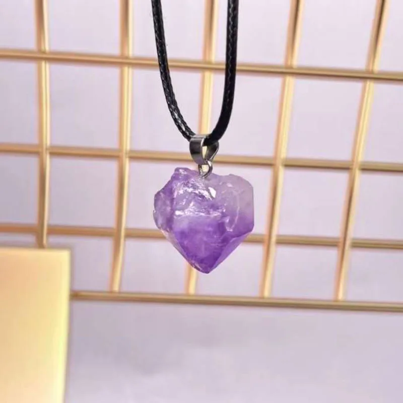 Lovely Natural Amethyst Pendant Healing Crystals Mineral Necklace Well-being Chakra Jewelry