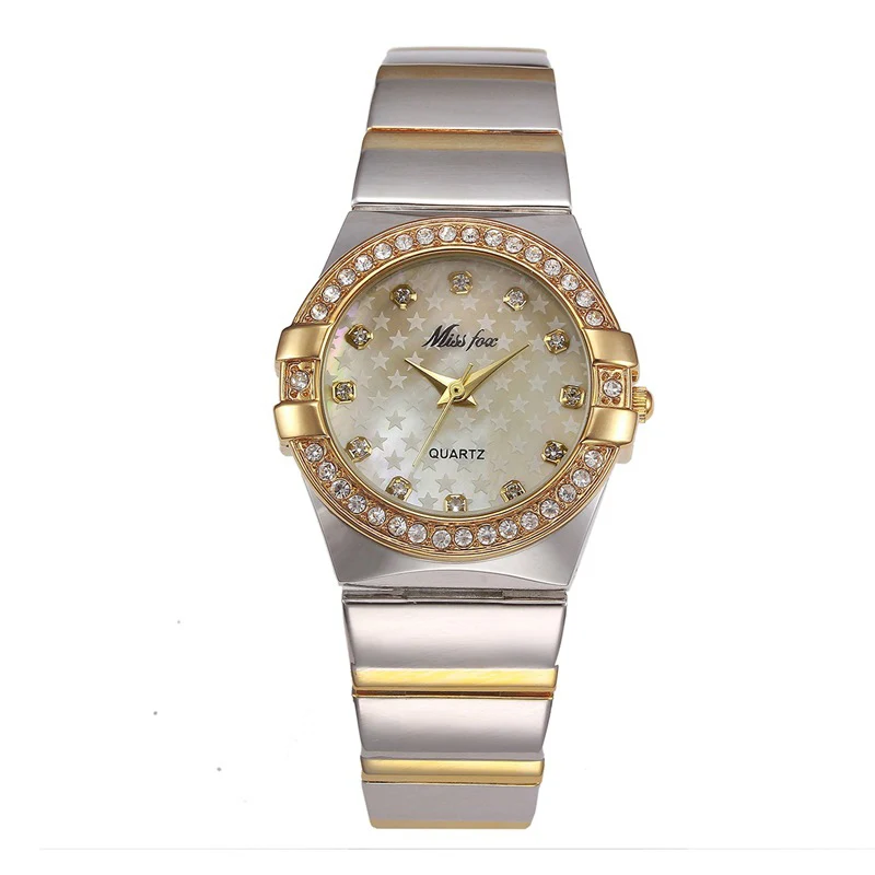 Women\'s Watches 18K Gold Stainless Steel Watchband Star Quartz Wristwatch Women Luxury Brand Female Watch Waterproof Watch