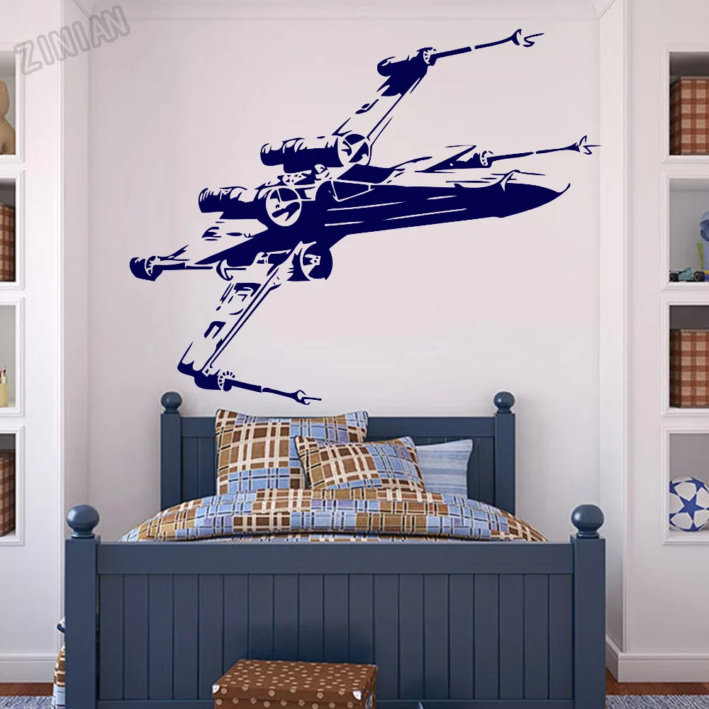 X-Wing Fighter Wall Decal  Spaceship Vinyl Sticker Art Decor Mural Removable Teen Bedroom Wall Decals Decoration Y221