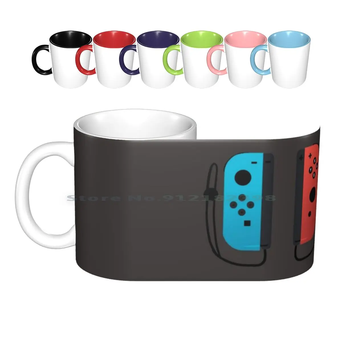 Joycon Ceramic Mugs Coffee Cups Milk Tea Mug Joycon Switch Bleu Blue Red Japan Video Games Games Gamer Boy Girls Black Concept