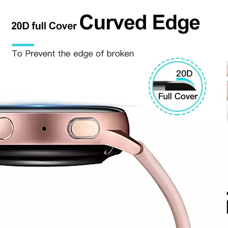 1/2/3PCS 20D Curved Edge Screen protector Glass For Samsung galaxy Watch Active 2 4 40mm 44mm Protective Tempered Glass Film