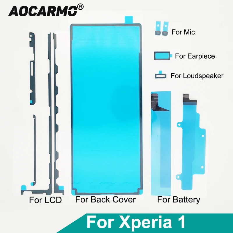 Aocarmo For SONY Xperia 1 / XZ4  J9110 X1 Full Set Front LCD Adhesive Rear Back Cover Sticker Battery Mic Earpiece Tape Glue