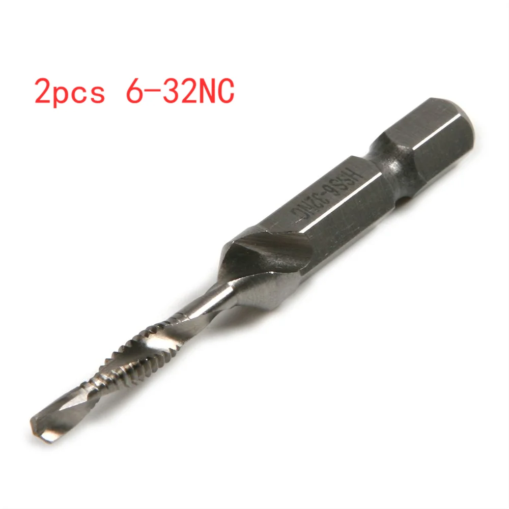 High Quality 2PCS 6-32NC 3.5mm Hex Shank Hand Tap Drill HSS Screw Thread Metric Tap Drill Bits Tool