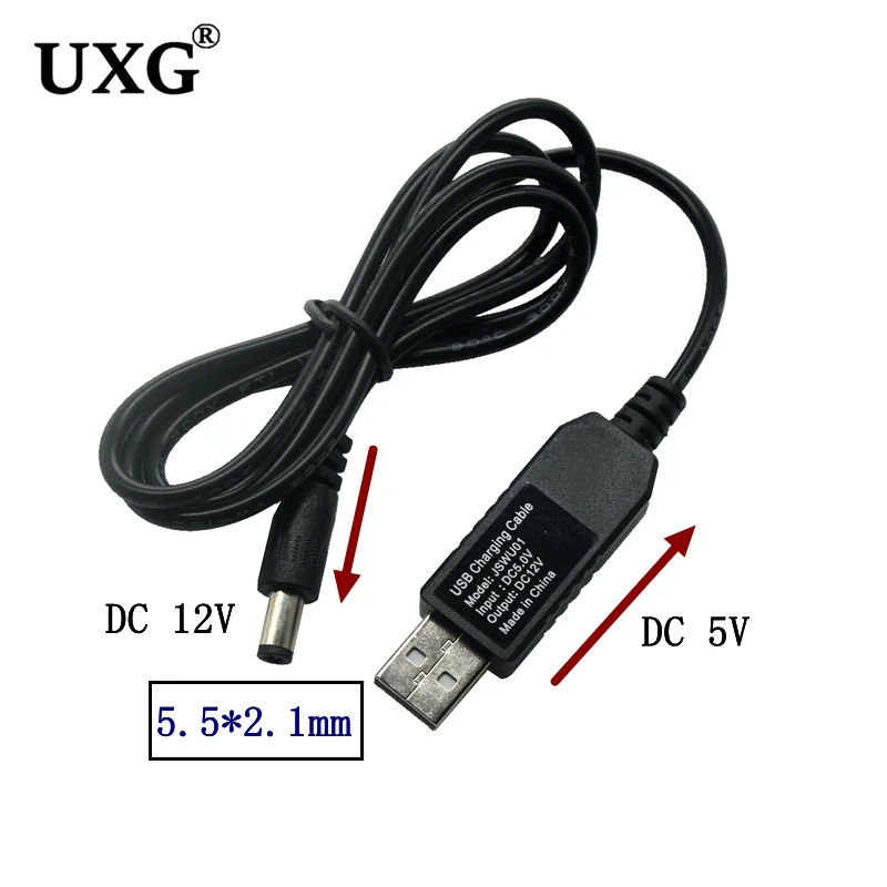 90 Degree USB DC 5.1 2.1mm power boost line DC 5V to DC 5v 9V / 12V Step UP Module USB Converter Adapter Cable 2.1x5.5mm Plug