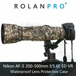 ROLANPRO obiektyw kamuflaż płaszcz osłona przeciwdeszczowa dla Nikon AF-S 200-500mm f/5.6E ED VR obiektyw ochronny Nylon wodoodporny obiektyw płaszcz