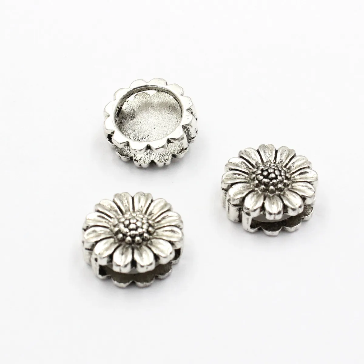 Cuentas deslizantes de Metal para fabricación de pulseras y collares, accesorios de flores de moda, tamaño de regalo 16x6,5mm, K06283, 20 unidades