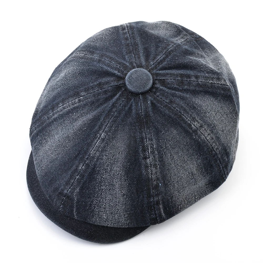 Washed denim fabric Berets Men\'s Autumn Fashion Newsboy Caps Retro Male Artist Flat Visor Peaked Hat Men Spring Casual Boina