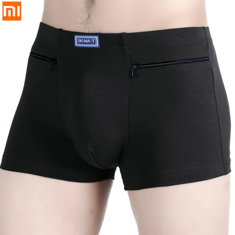 4pcs/lot Youpin Men's Underwear Cotton Double Pocket Zipper Anti-theft Panties Men Comfortable Breathable Winter Wear Male Boxer