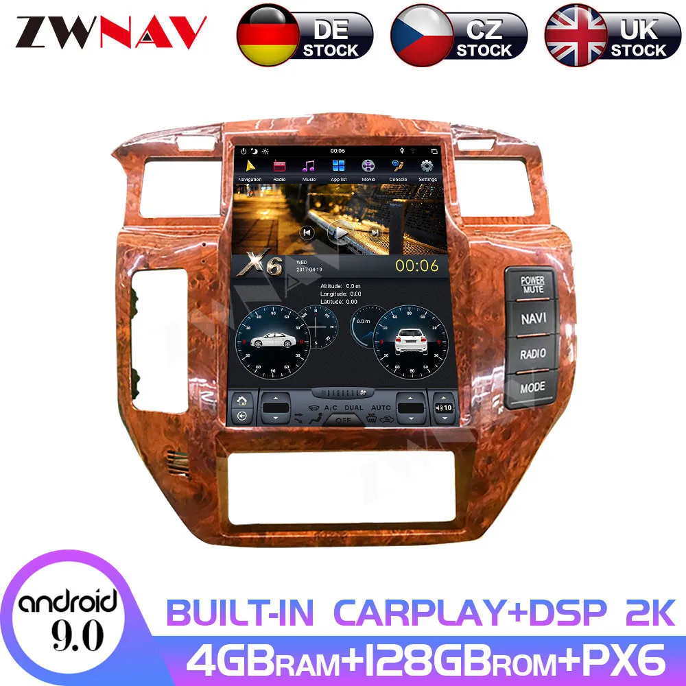 Android 9 4+128G PX6 For NISSAN PATROL Y61 2005 - 2007 2008 Vertical Tesla IPS Screen DSP Car Multimedia Player Headunit Radio