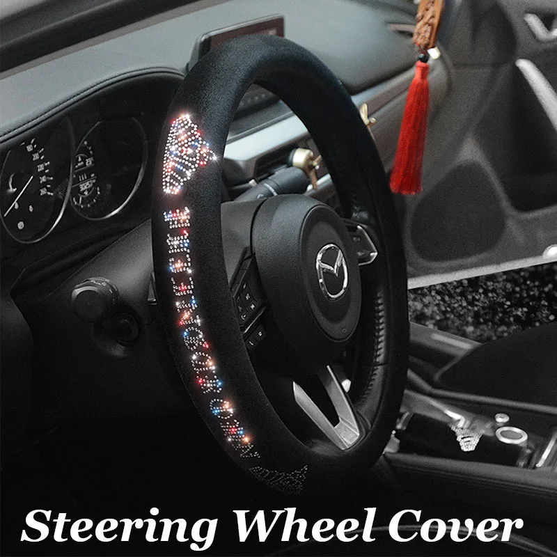 Crystal Diamond Car Steering Wheel Covers Crown Handbrake Gear Cover Seat Belt Shoulder Headrest Pads Auto Interior Accessories