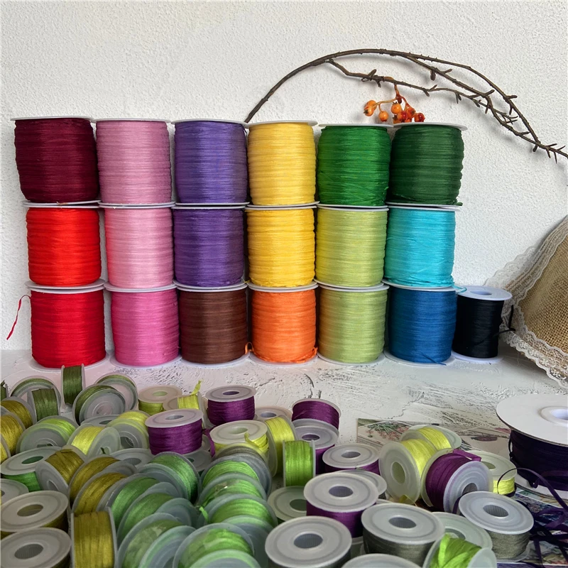 Promotion! 2mm to 13mm 100% real pure silk woven double face taffeta silk ribbons for embroidery and handcraft project