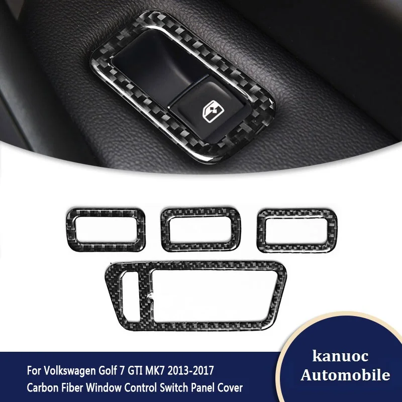 

4Pcs/set Carbon Fiber Car Window Control Switch Panel Decor Cover Styling Decals for Volkswagen VW Golf 7 GTI MK7 2013-2017