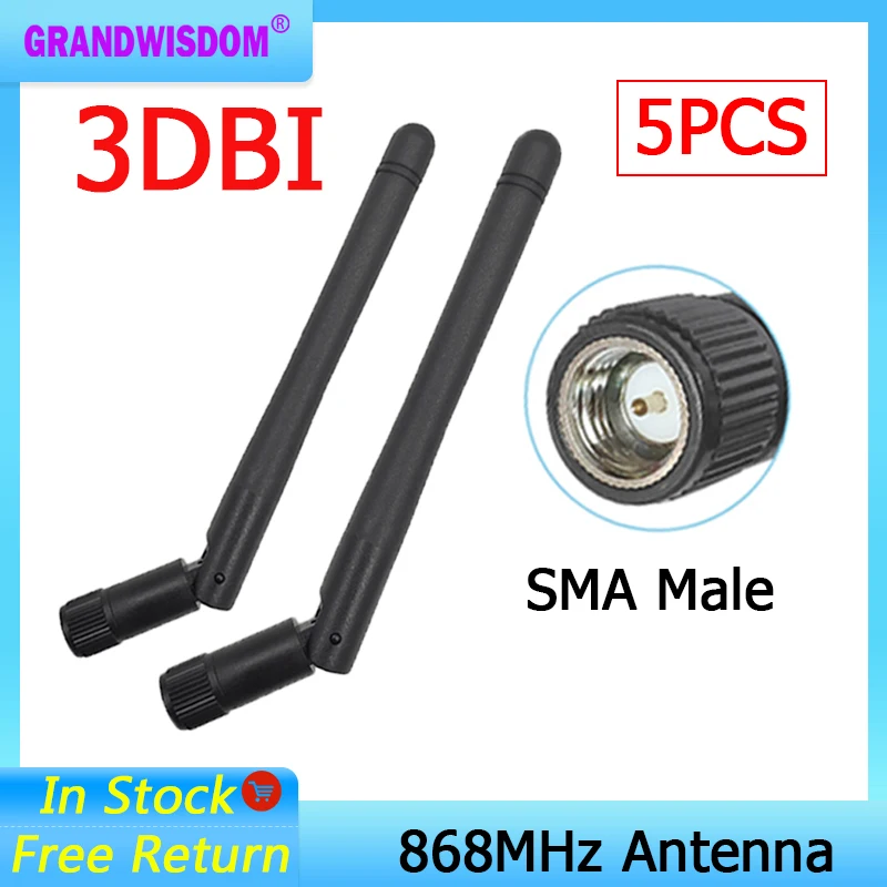 

GRANDWISDOM 5 шт. 868 МГц антенна 3dbi sma male 915 МГц lora антенна pbx iot модуль lorawan сигнальный приемник антенна