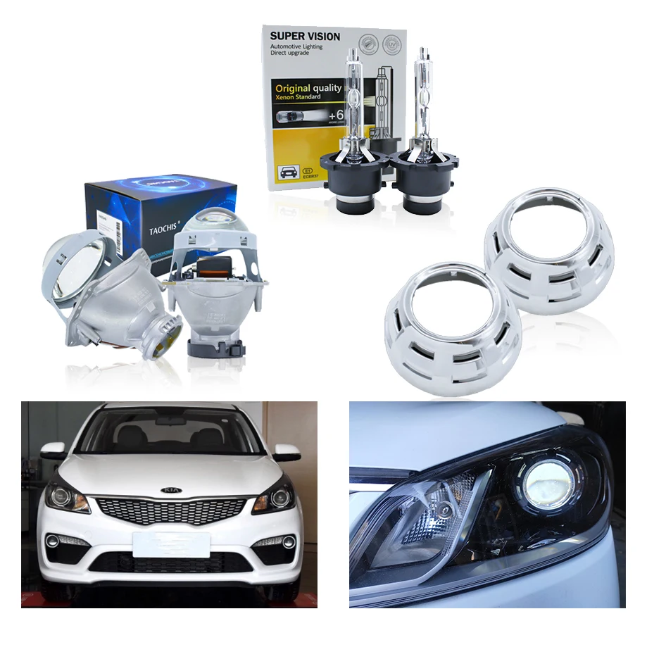 

TAOCHIS 3.0 inches bi xenon projector lens for KIA Rio Crystal white Logbook Fitting HELLA 3R Premium lens optics D2S 4300K