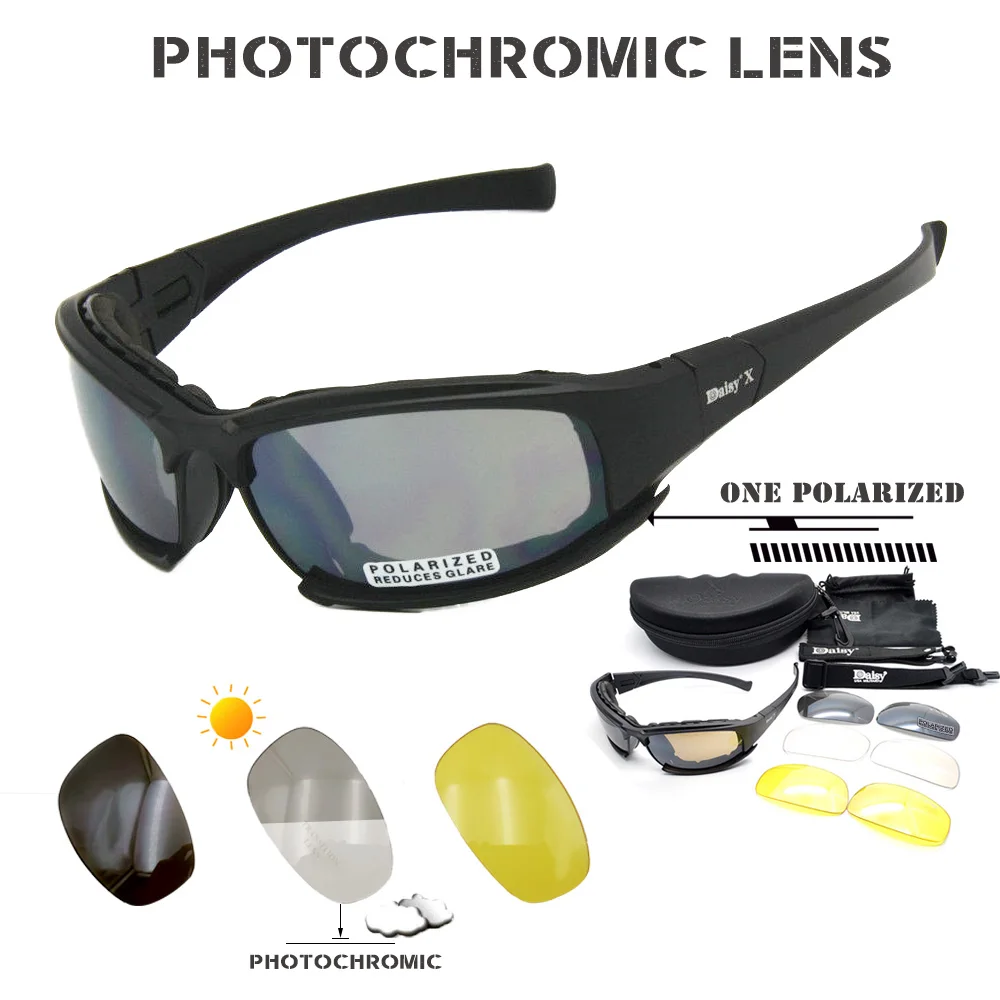 Daisy X7 polarized Sunglasses Tactical Goggles Men Polarized C5 Glasses Kit War Game Shooting Goggles Outdoor Cycling Gafas