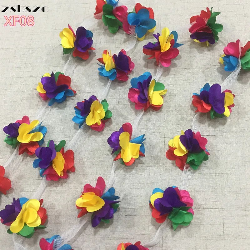 10 Yard 33 Farben 3D Chiffonblumen DIY 5cm Breite Spitzenborte 24 Blumen Spitzenband Dekoration Kleidungszubehör XF08 – Detail 3